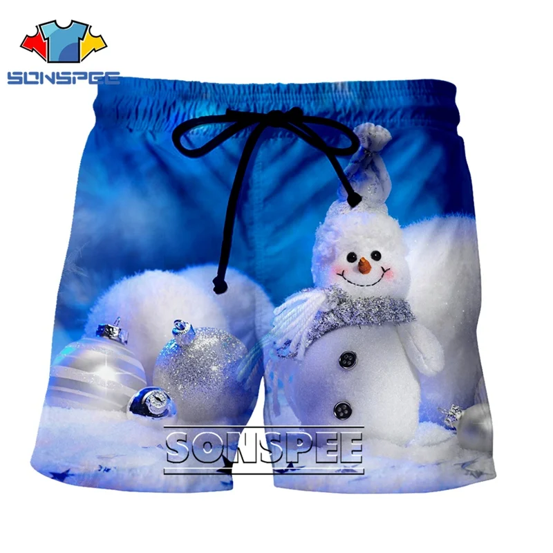 3 Fashion punk xmas shorts casual anime men women Christmas leisure streetwear shirt sports Harajuku Beach Santa Claus Sweatpants - Цвет: 3