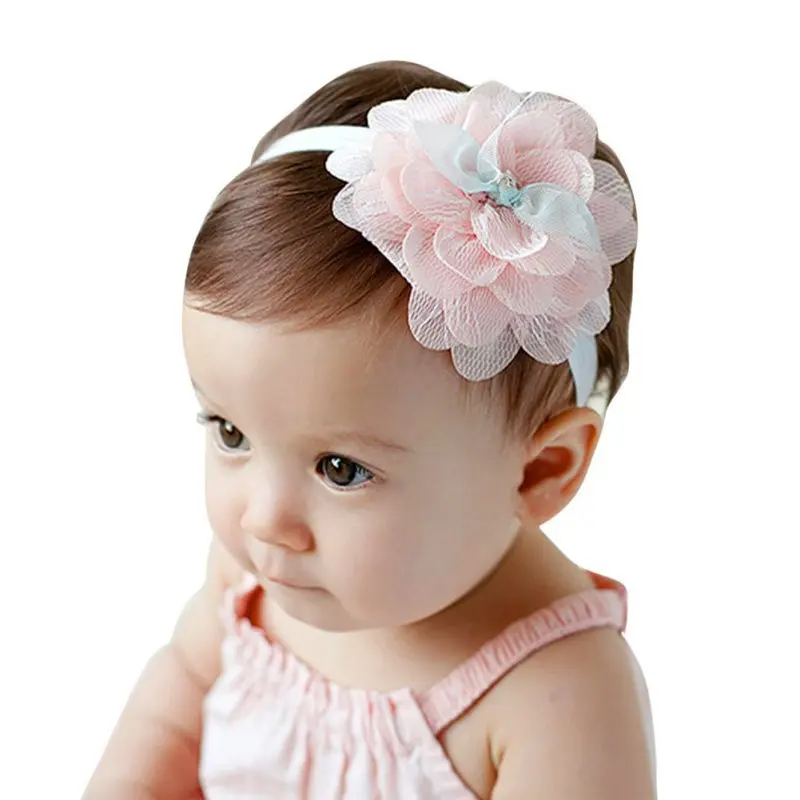 Baby Girl Headband Infant Hair Accessories Clothes Band Floral Newborn Lace Flower Tiara Headwear Elastic Headband
