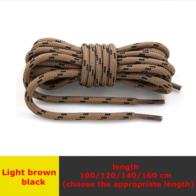 Light brown black 1 пара тонкие Круглые Шнурки высокой плотности ткацкие шнурки для обуви для прогулок, походная скользящая веревка, кроссовки для обуви 100/120/140/160 см - Цвет: Light brown black