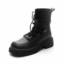 

CICIYANG New In Spring 2022 Women's Genuine Leather Casual Boots Thick Bottom Lady Fashion Rubber Martin Boots British Style