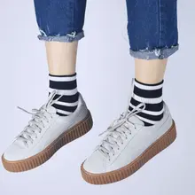 5 пар, корейские женские милые носки ярких цветов в полоску, Осенние чулочно-носочные изделия, B0KD