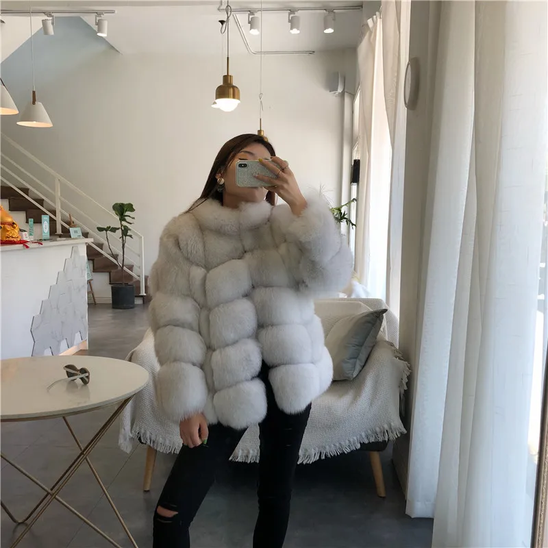 Пальто женское зимнее пальто Женская куртка из натурального Лисьего меха стоячий воротник женская натуральная в меховой верхней одежде настоящая цена femme верхняя одежда