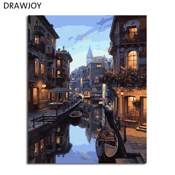 

DRAWJOY Framed Pictures DIY Painting By Numbers Landscape Wall Art Painting On Canvas and Painted Home Decor
