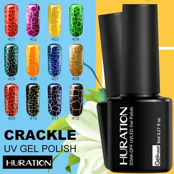 

Huration New Color Cracked Sarness Nail Art Polish Semi Permanent Nail Polish 8 Ml Soaked LED UV Nail Gel Polish