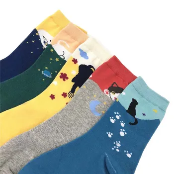 

5 Pairs Spring And Winter Classic Color Thin Stripe Women's Socks Japanese Harajuku skateboard Socks Tn The Cotton