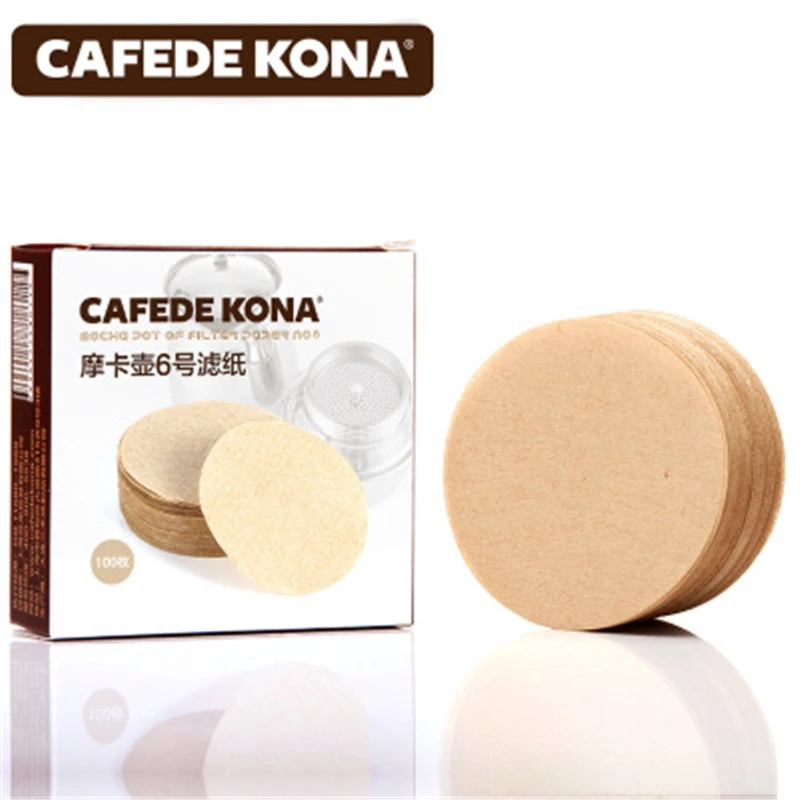 

CAFEDE KONA 100pcs coffee filter paper wood pulp filter paper for ice drip pot Moka pot No. 6 filter paper