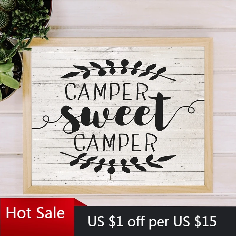 Camper Sweet вывеска винтажные плакаты и принты фермерский дом деревянная настенная