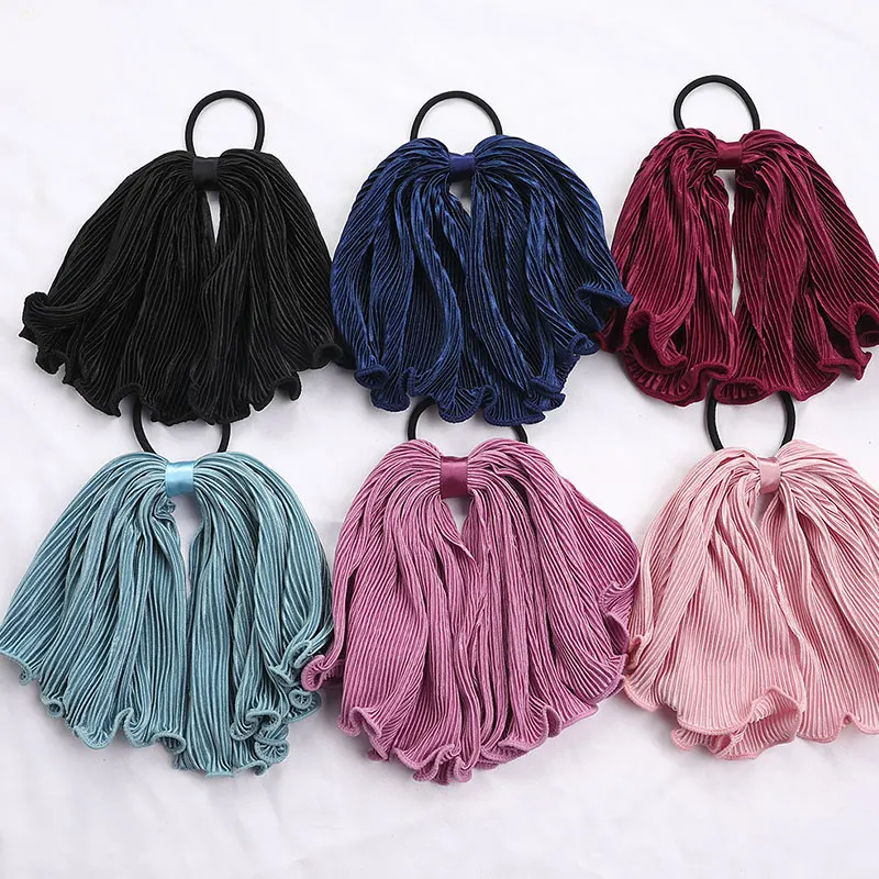 

Wrinkled Candy Color Hair Bows Rope Ties for Women Vintage Cute Large Bowknot Hair Scrunchies Rubber Band Hair Acccessories