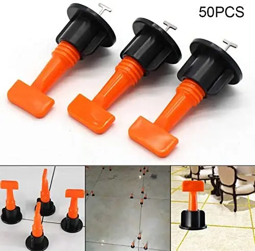 

50pcs Plastic Flat Ceramic Leveler Floor Wall Construction Tools Reusable Tile Leveling System Kits