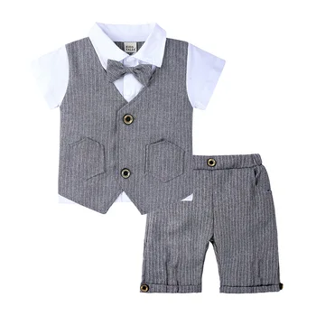 

Kids Clothes 2020 Summer Toddler Baby Boys Clothing Gentleman Bow Tie+Shirt+Pants 3pcs Outfits Suit Children Clothes 1 2 4 Years