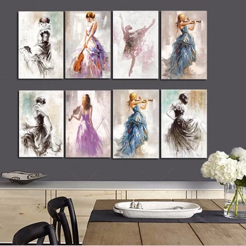 

Ballet Dance Girl Portrait Canvas Painting Posters and Prints Modern Wall Art Picture for Girl Bedroom Decor Cuadros No Frame