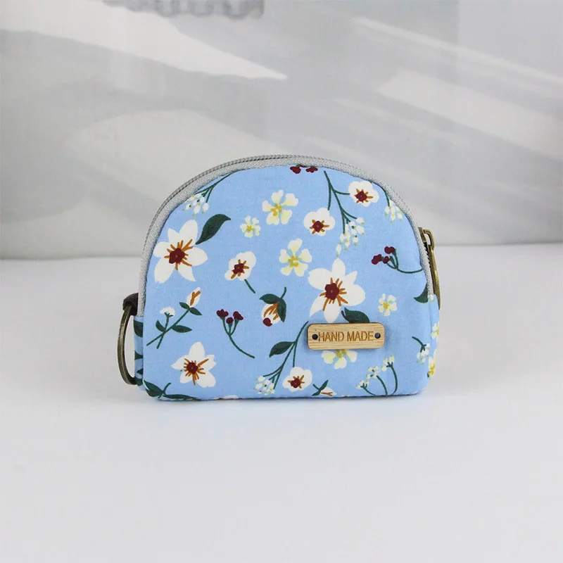 Для женщин портмоне из плотной ткани с цветочным принтом мини-сумка с такими небольшими изменениями Кошелек для монет дамы ключ-карта держатель Porte Monnaie - Цвет: Небесно-голубой