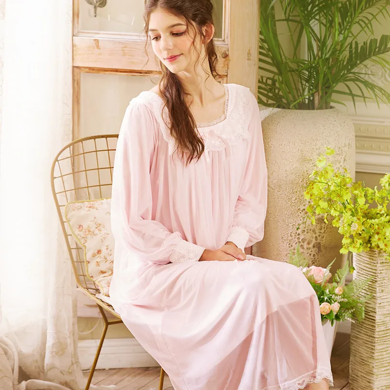 Autumn New Lace Women Nighgown Sexy sleepdress Home Princess Style Sleepwear Long Sleeve Nightdress Long lovely Dress