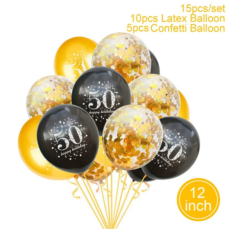 50 balloon Set HUIRAN Черное золото 30th 40th 50th День Рождения украшения для взрослых 30 40 50 Happy Birhtday Декор события партия поддерживает поставки - Цвет: 50 balloon Set