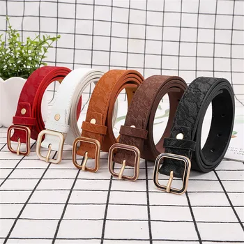 

2020 Summer New Women Fashion Waist Belt Narrow Stretch Dress Belt Thin Buckle Leather Waistband High Quality A714