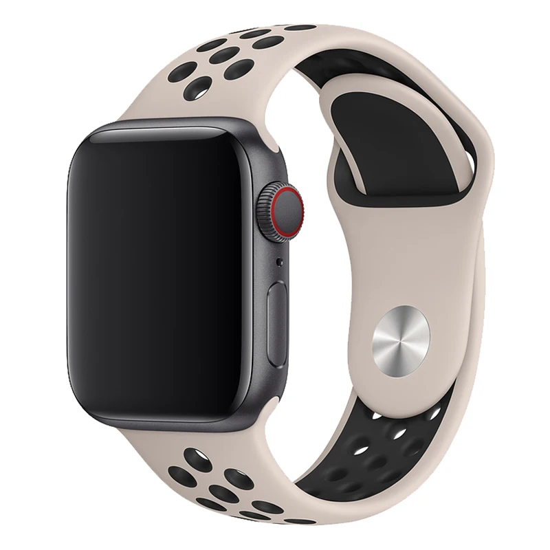 Силиконовый ремешок для apple watch 42 мм 38 мм correa iwatch 5 4 3 44 мм 40 мм спортивный браслет pulseira apple watch 5 4 аксессуары - Цвет ремешка: Desert Sand Black