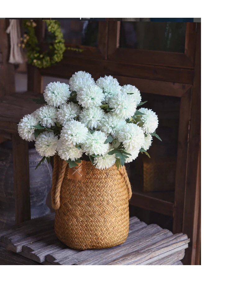 Original simulation flower design double head chrysanthemum seaweed basket flower arrangement set home soft outfit shop window decoration