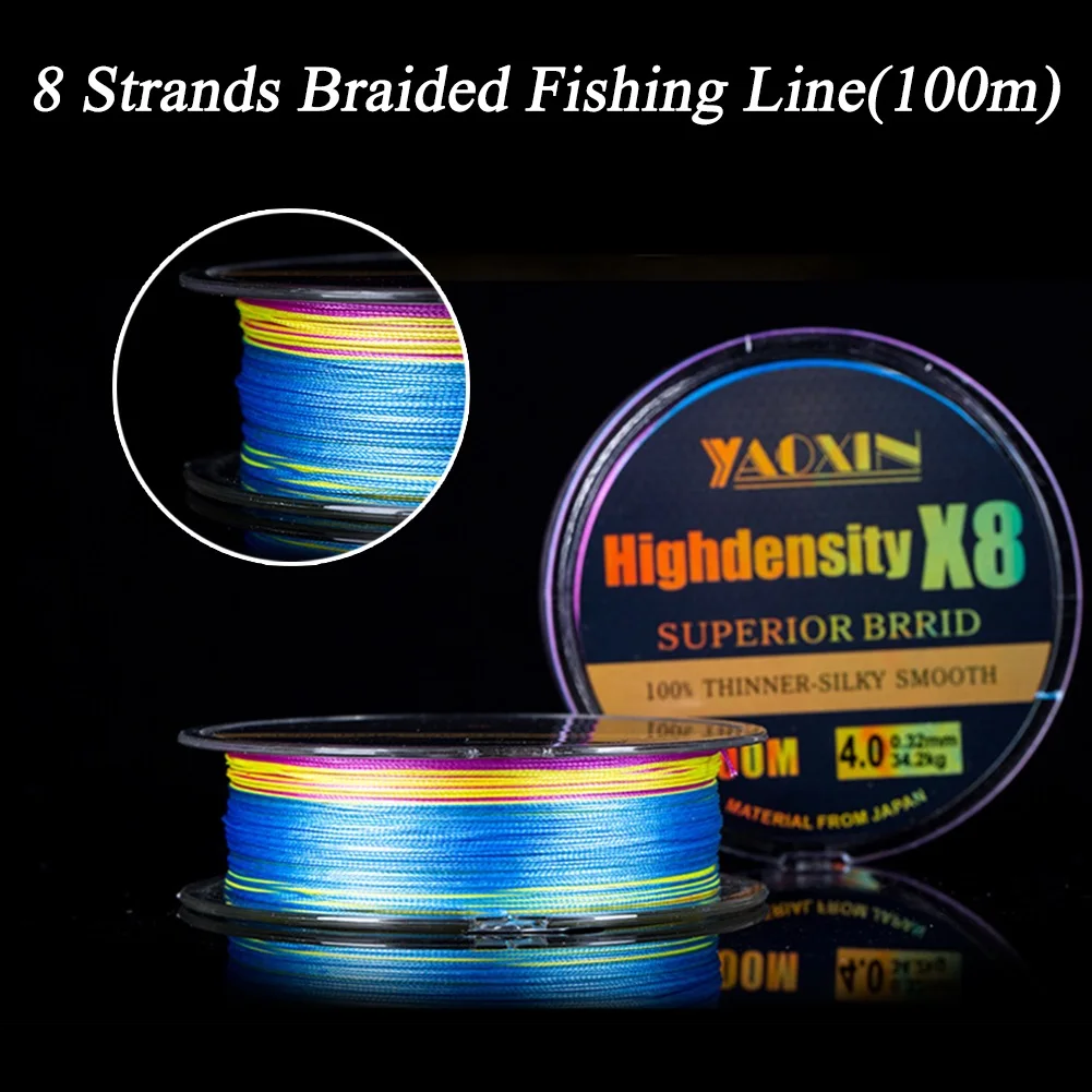 8 Strands Braided Fishing Line(100m) Abrasion Resistant Superline Durable PE Buoyant Lines 0.8/1.5/2.5/3.5/5.0
