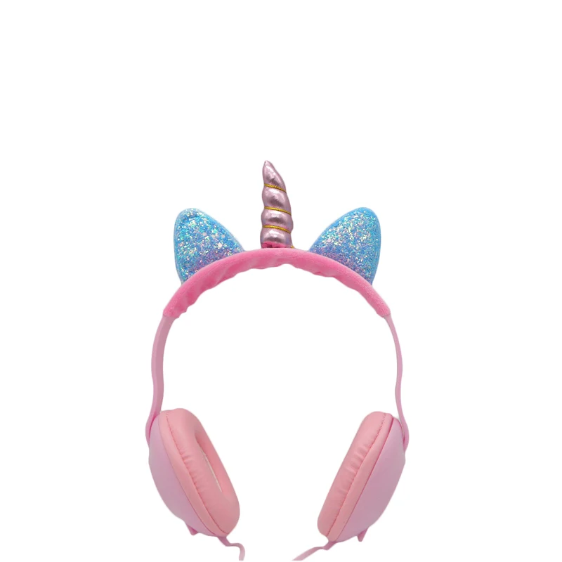 JINSERTA Kids Headphones Unicorns Wired Music Headset with 3.5mm Plug Soft Earmuffs for Smartphone PC Best Gift for Children - Цвет: Blue