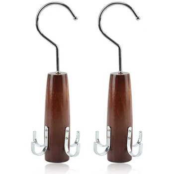 

Tie Rack Scarf Rack for Wardrobe 2 Swivel Hooks for Easy Opening Closing Space-Saving Storage Rack Sturdy Wooden Rack