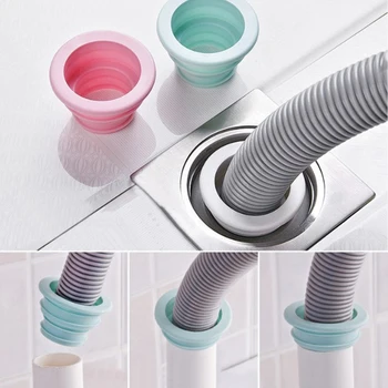 

2pcs Silicone Floor Drain Cover Anti-odor Sewer Pipe Sealing Ring Basin Sink Washing Machine Hose Connector Bathroom Drain Cover