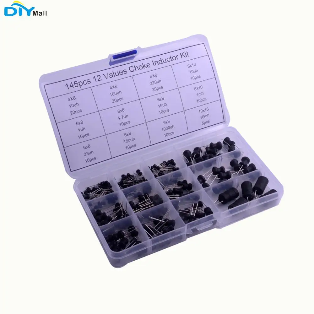 Goedkoop 145 stks partij Plug in Spoel choke Diverse Kit 12 Waarden Met Plastic Doos 10uH 10mH DIYmall