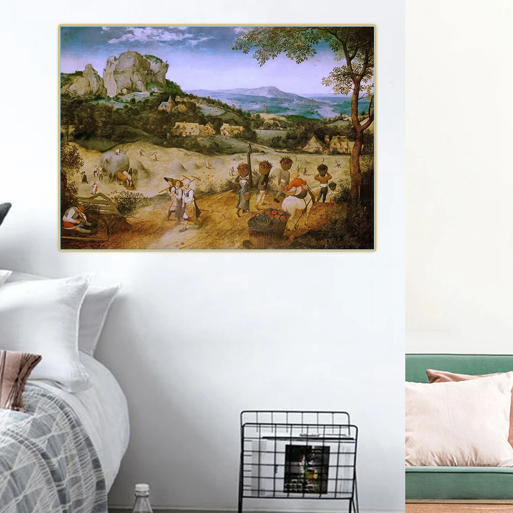 Citon Bruegel Pieter《The Hay Harvest》Canvas Art Oil Painting Famous Artwork Poster Picture Wall Decor Home Decoration | Дом и сад