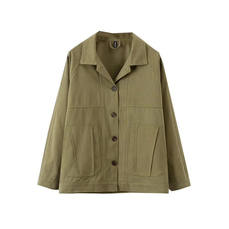 

School Season Retro Hong Kong Flavor Versatile Workwear Coat Student Spring And Autumn Thin Jacket INS Fashion Loose Casual