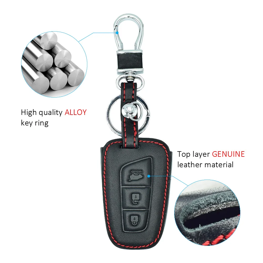 Кожаный чехол для ключей с 3 кнопками hyundai Grand Santa Fe IX45 Smart Remote Fob Shell защитная сумка