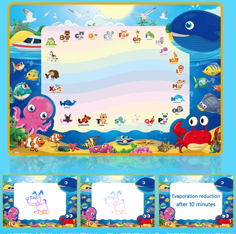 100*70 Большой размер магический водный коврик для рисования с ручками океанские штампы живопись доска живопись каракули коврик развивающие игрушки для детей