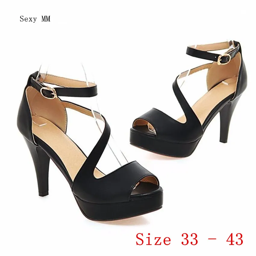 Summer Pumps Women Peep Toe High Heel Party Wedding Shoes Platform Gladiator Sandals Woman Heels Plus Size 33 - 40.41.42.43 | Обувь