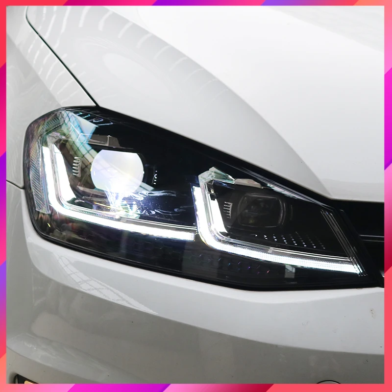 Car headlight assembly for 13-19 Volkswagen Golf 7 7.5 headlights modified xenon lamp Glof7LED daytime running light