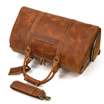 Luufan Extra Large Travel Bag For Man Big Capacity Vintage Crazy Horse Leather Duffle Bag With Shoe Pocket male Luuage Handbag 2