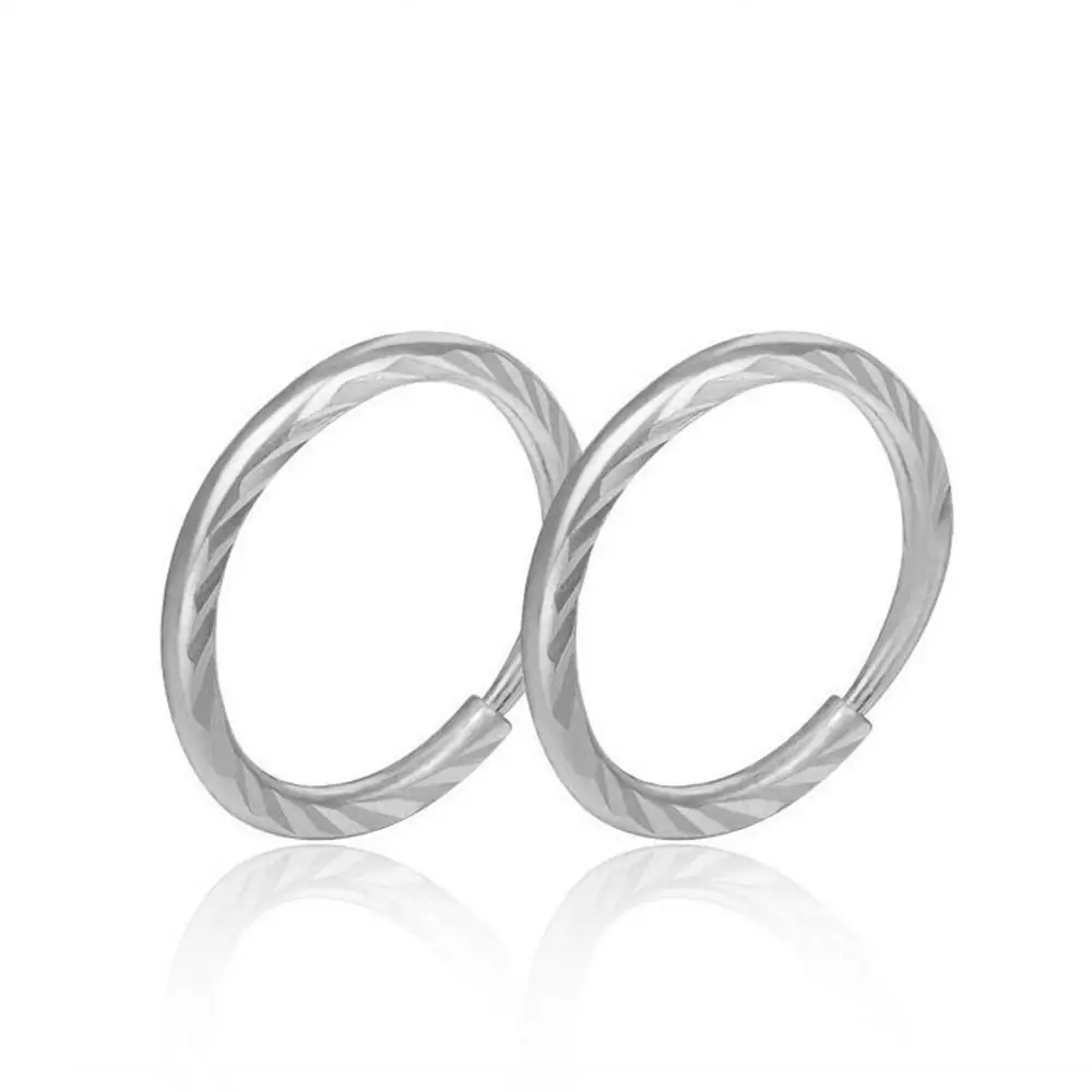 

Pure Platinum 950 Earrings Women Lucky 12mm Laser Circle Hoop Earrings 0.9-1.2g