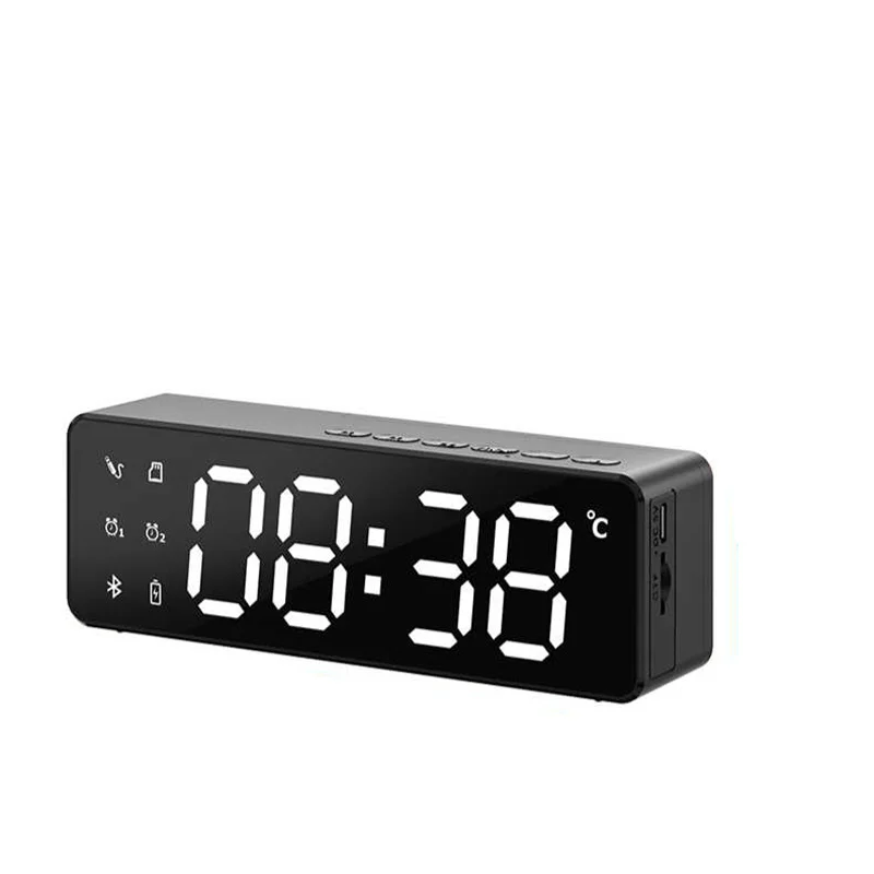 Foohee Desktop Alarm Clock Bluetooth Speaker Led Mirror Time