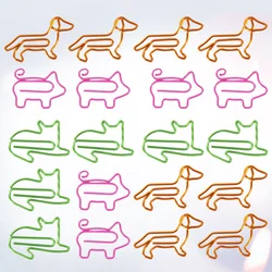 Pinces à pinces colorées en forme d'animal, 30 pièces, support fournitures, accessoire pour la maison, le bureau, l'école (chat et chien un) 