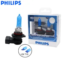 Philips 9005 HB3 12V 60W Crystal Vision 4300K яркий белый светильник галогенная лампа автомобильный головной светильник стильный вид 9005 CVSM, пара+ 2x T10
