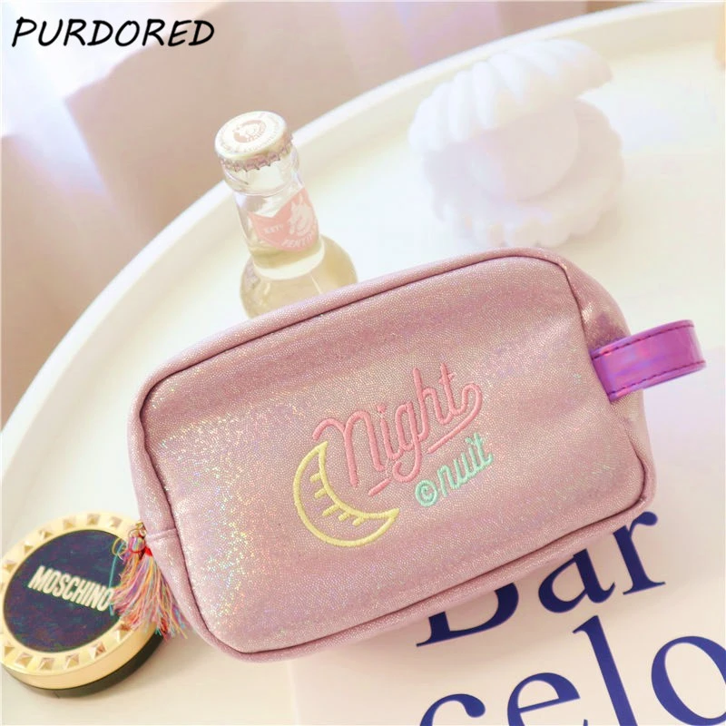 PURDORED Bolsa de cosméticos con borlas mujer, estuche de belleza femenino, Neceser portátil 1 ud.|Bolsas y estuches de cosméticos| - AliExpress