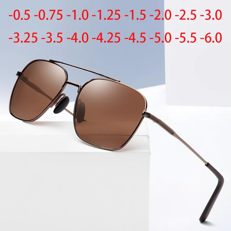 Square Myopia Sunglasses Vintage Eyeglasses UV Driving Eye Glasses Fashion Men Prescription Diopter Eyewear 0 -0.5 -0.75 To -6.0