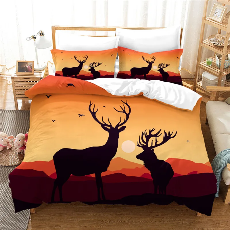 

Elk 3D bedding set landscape Duvet Cover set luxury Comforter set Bed Linen with Pillowcase King Queen Full Twin Double Bed set