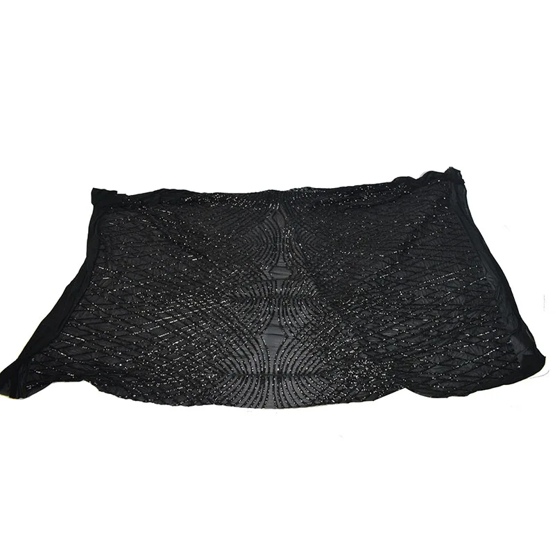 Новая эластичная Пряжа вышивка блесток ткань черный элегантный вечернее платье Sub кружево ткань Базен Riche Getzner Telas Por Metros