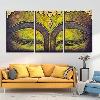 

3 Pieces Abstract Buddha Paintings Posters Framework Prints Canvas Wall Art Living Room Home Decor Pictures Painting