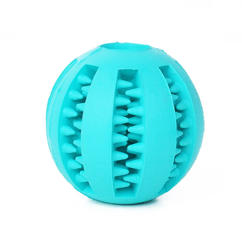 Pet Sof собака игрушки Еда резиновый мяч собачьих зубов очистки Еда игровые шары щенок игрушки-жвачки - Цвет: Blue