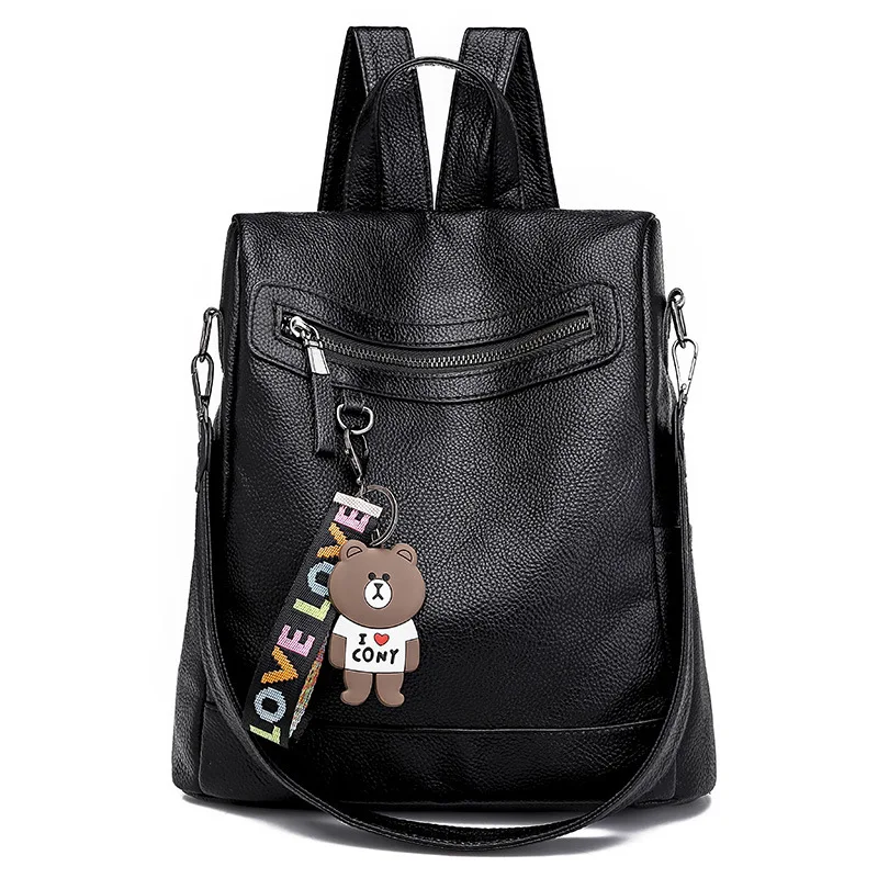 

2018 Autumn New Style Backpack Women's Casual Versatile Large Capacity Lightweight Pu Soft Leather STUDENT'S Backpack Travel Bag