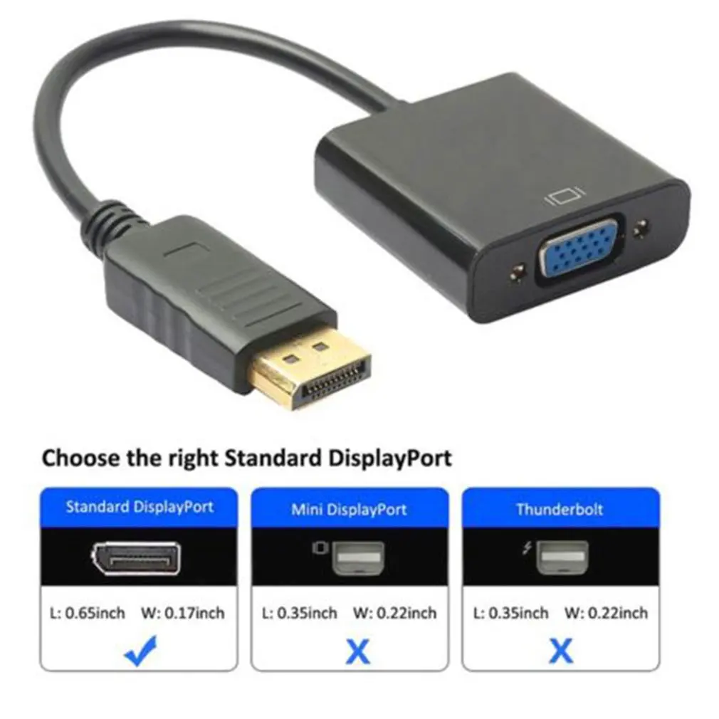 

15CM Professional 1080P DP DisplayPort to VGA Male to Female Converter Adapter Cable Cord for PC Laptop