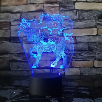 

princess prince Unicorn 7 Color Lamp 3d Visual Led Night Lights For Kids Touch Usb Table Lampara Lampe Baby Sleeping Light