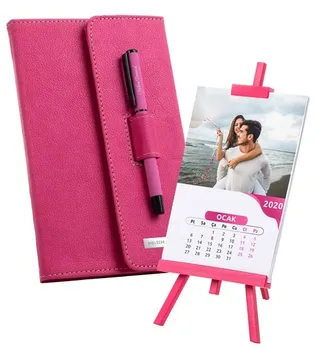 

Personalized Metal Roller Pen Locked Pink Notebook & Desktop Easel