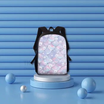 

THIKIN Soft Girl Style Backpacks Cute Children's Schoolbag Shine Fish Scale Printed Small Travel Kids Backpack Magic Book Bags