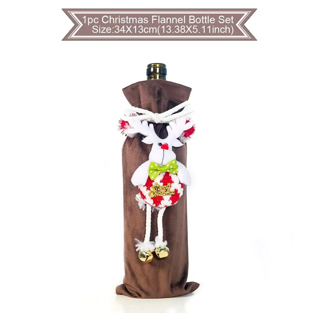 QIFU Санта-Клаус Снеговик Рождественская бутылка вина обложка Счастливого Рождества декор для искусственный цветы декор стола год - Цвет: Bottle Set 1