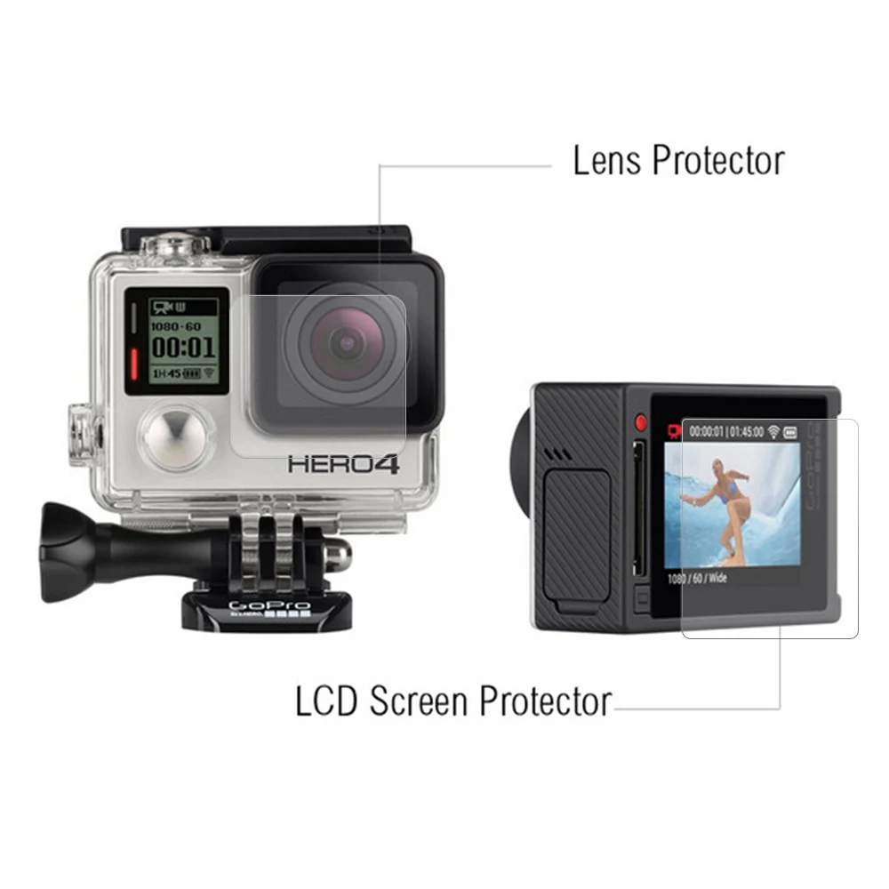 Защитная пленка для экрана Ультрапрозрачная ЖК и корпуса камеры GoPro HERO 4
